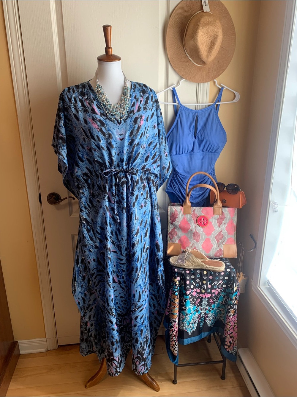 Coverup Caftan with Drawstring Waist O/S
